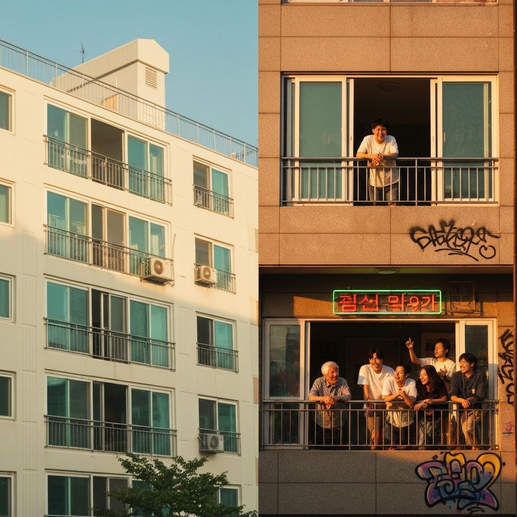 Split screen showing same building perfect for different people