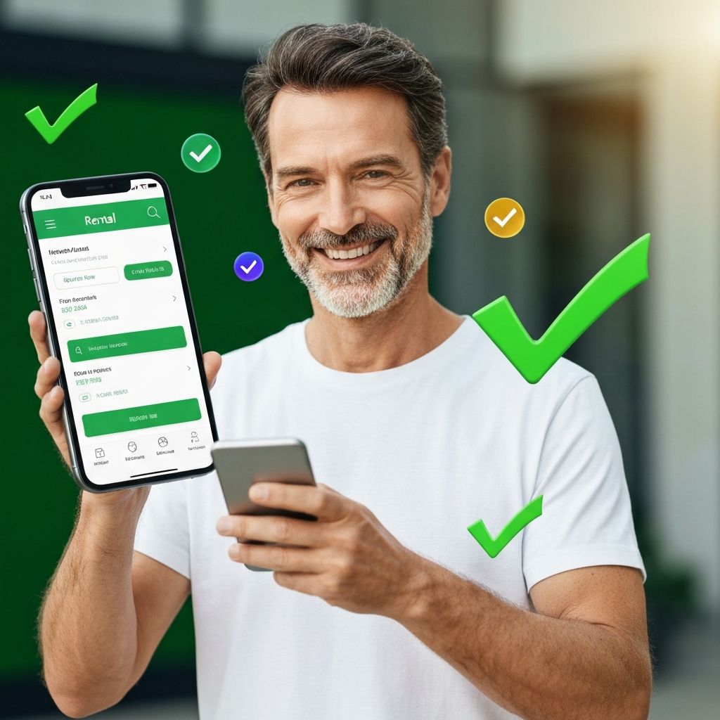 Happy person using the SocialRenter app with confidence